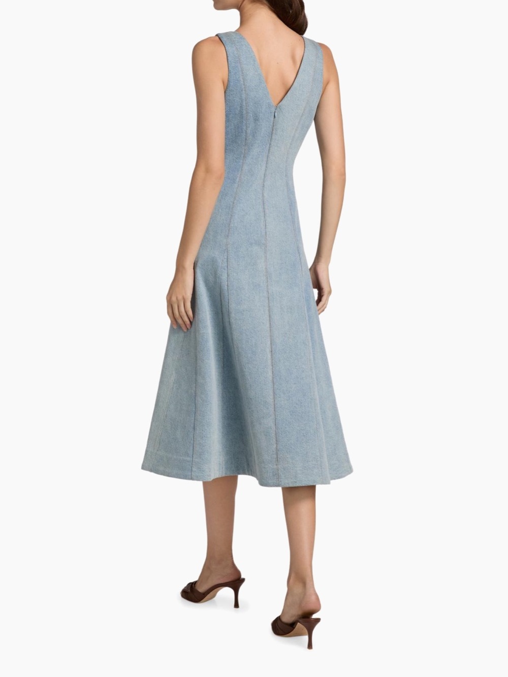 Like New! Veronica Beard Mirage Blue Denim Button-Front Lou Midi Dress - Picture 2 of 8